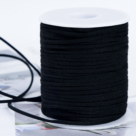 Шнур замшевый 3 мм чёрный 1 метр
