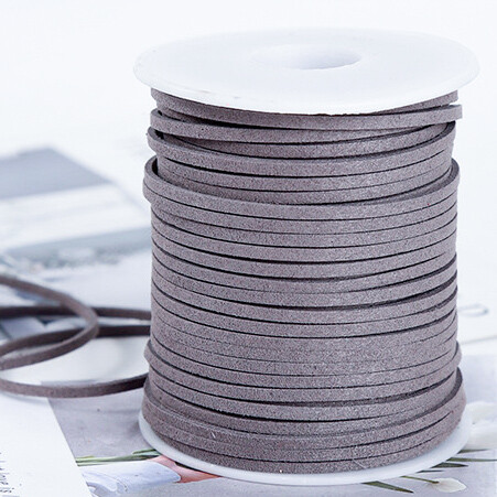 Шнур замшевый 3 мм тёмный серый 1 метр