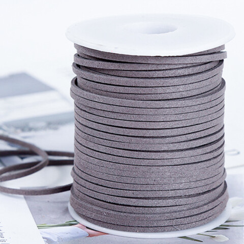 Шнур замшевый 3 мм тёмный серый 1 метр