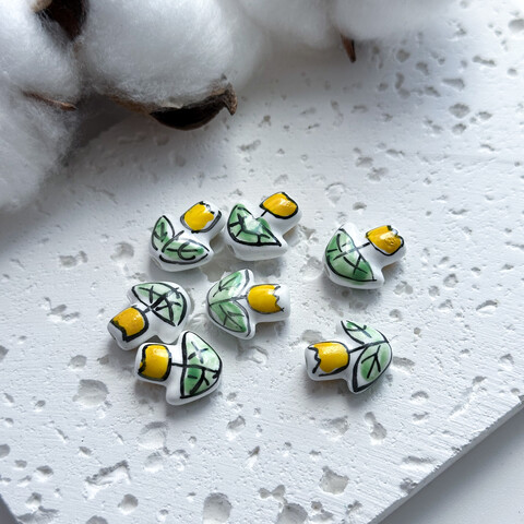 Бусины Тюльпан керамика 14х16 мм желтый