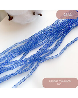 Бусины Квадратные стекло 3 мм синий прозрачный, изображение 1