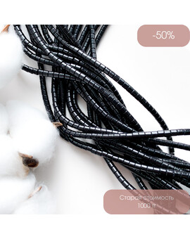 Бусины цилиндрические керамика 4 мм чёрный, изображение 1