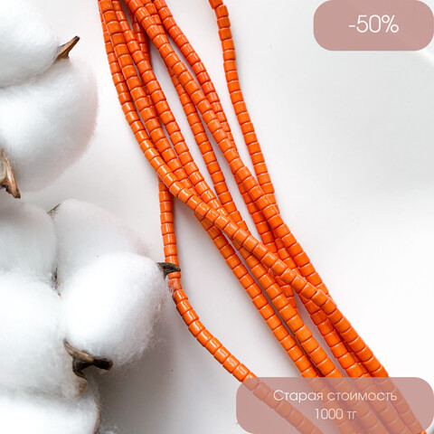 Бусины цилиндрические керамика 4 мм оранжевый