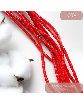 Бусины цилиндрические керамика 4 мм красный, изображение 1
