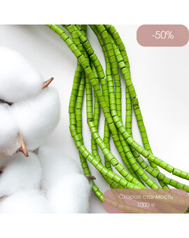 Бусины цилиндрические керамика 4 мм зелёный, изображение 1