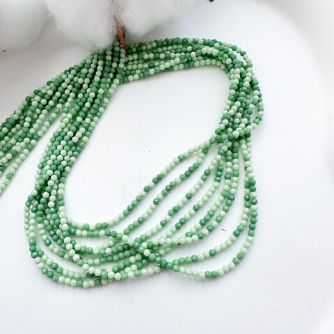 Бусины стекло 2 мм зеленый микс