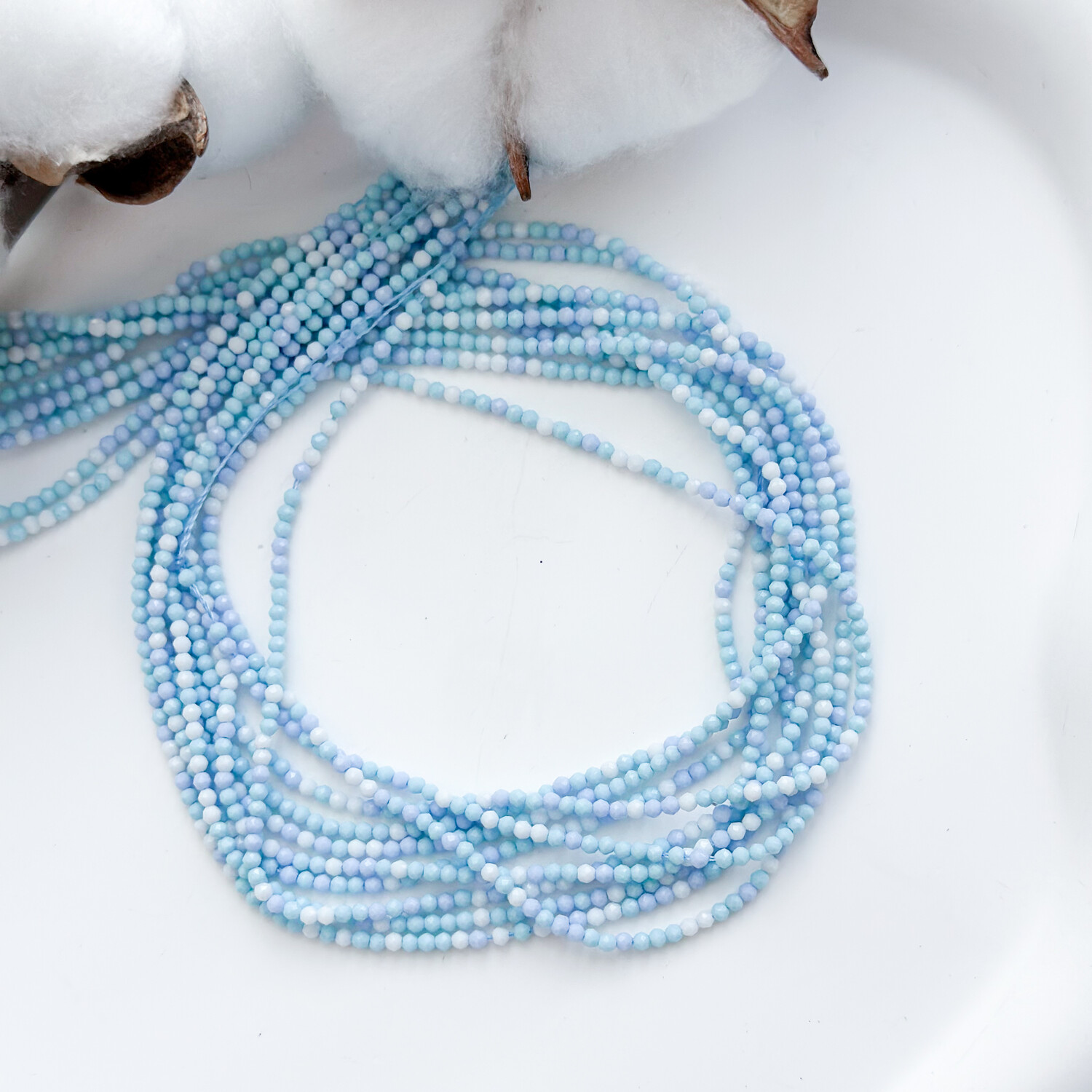 Бусины стекло 2 мм синий микс