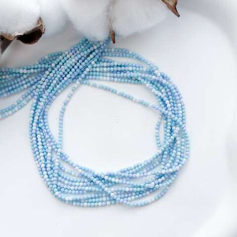 Бусины стекло 2 мм синий микс