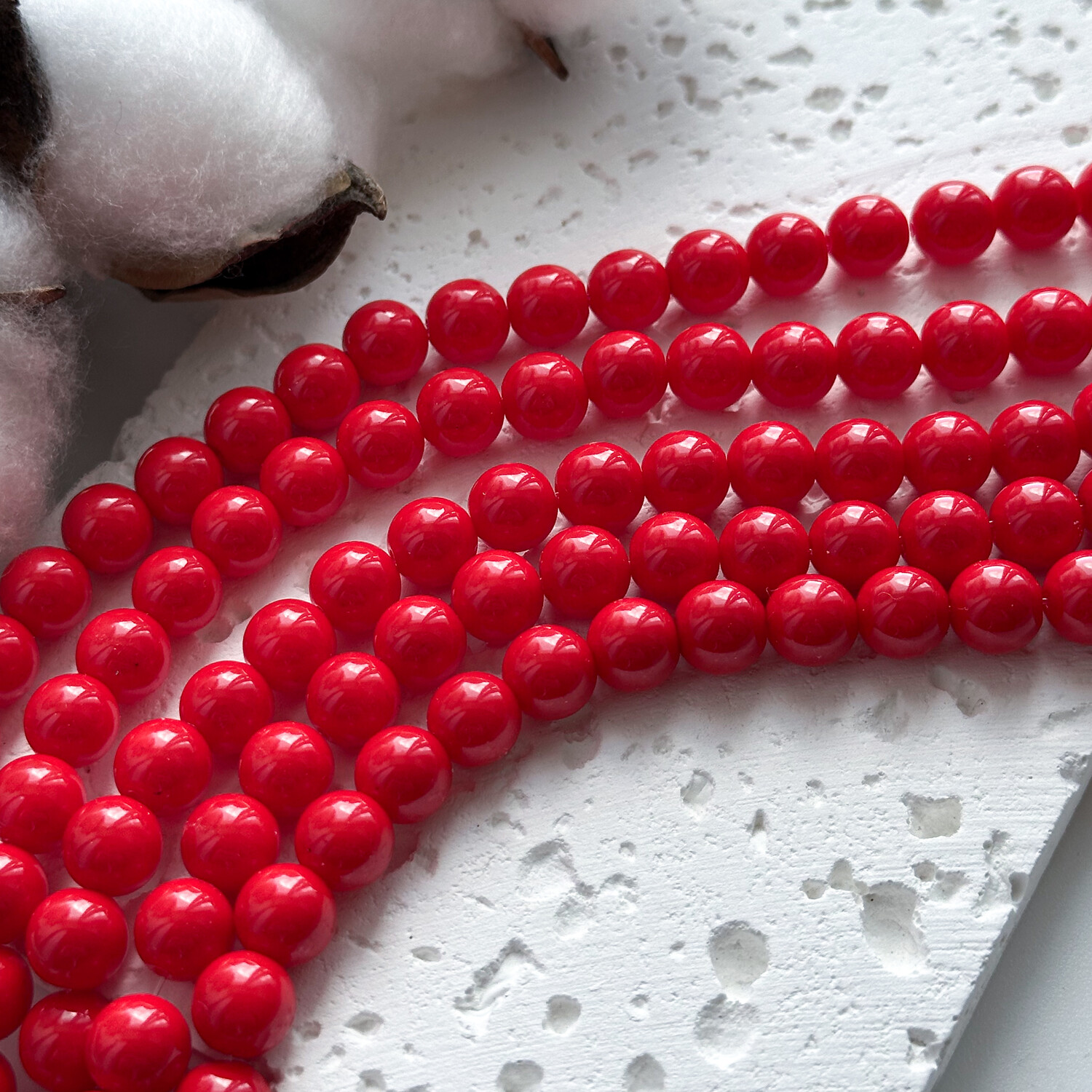 Бусины 8 мм стекло красный