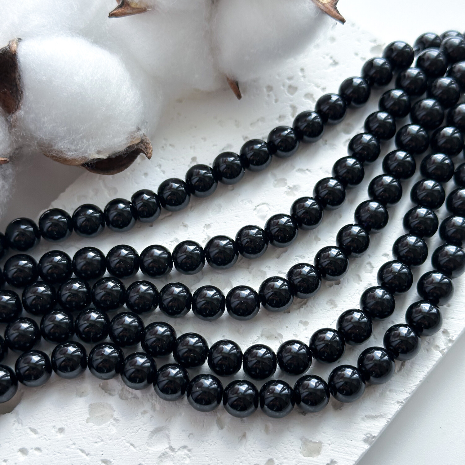 Бусины 8 мм стекло чёрный