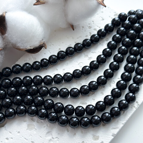 Бусины 8 мм стекло чёрный