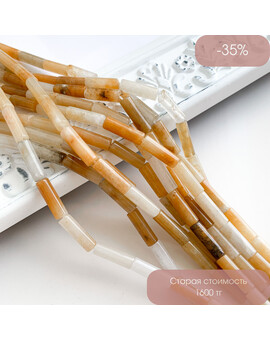 Агат жёлтый трубочки 4х13 мм нить, изображение 1