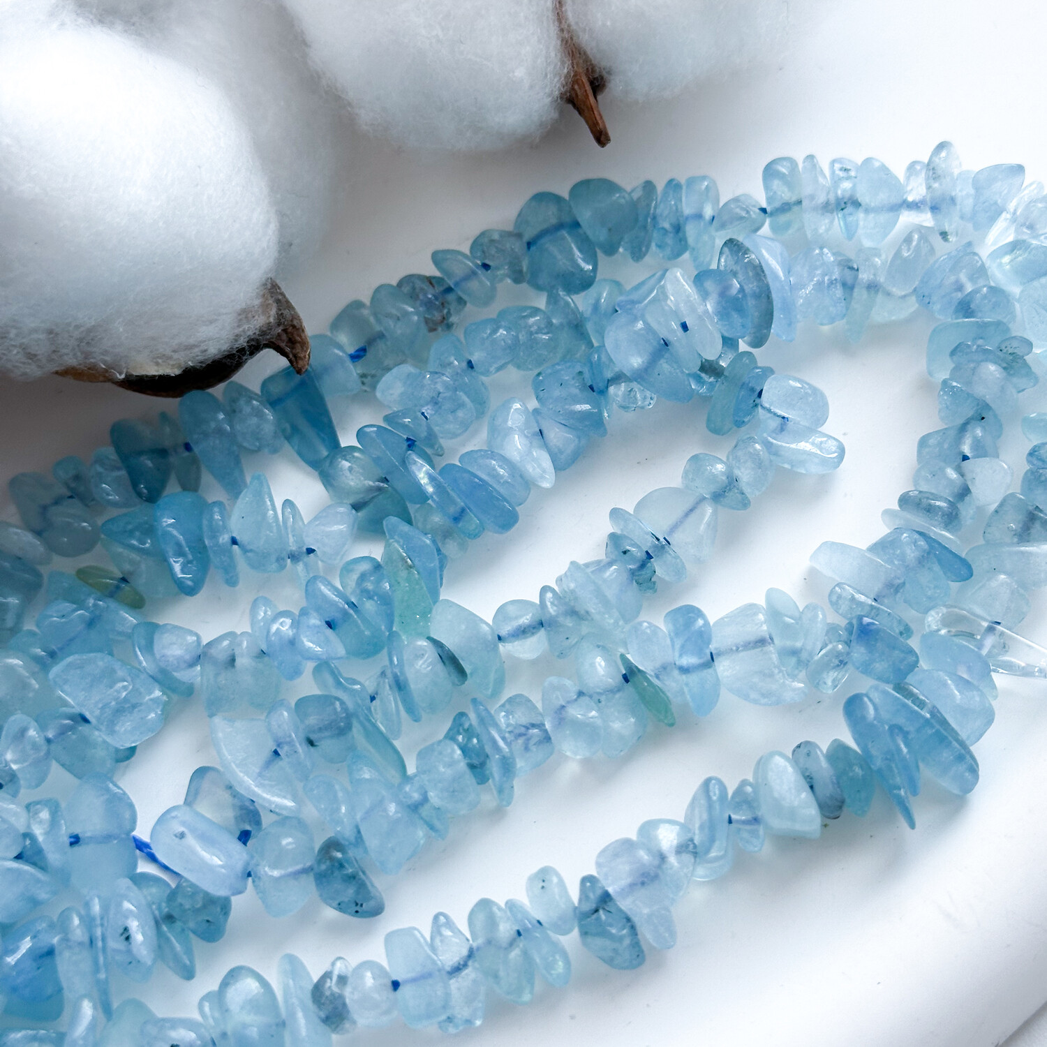 Аквамарин свободной формы 5-10 мм