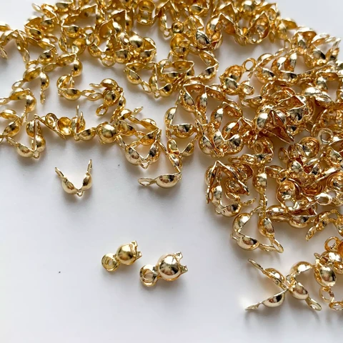 Каллоты (обжимные концевые колпачки) позолота 14К (10 шт.)