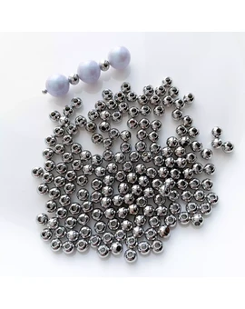 Разделительные бусины круглые родий 4 мм (10 шт.), изображение 1