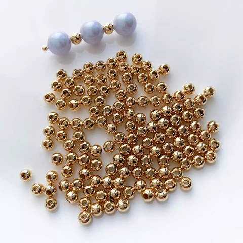 Разделительные бусины круглые позолота 18К 4 мм (10 шт.)