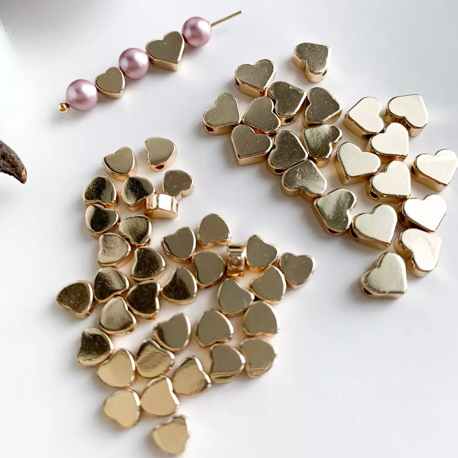 Разделительные бусины Сердце 6х7 мм позолота 14К 10 шт.