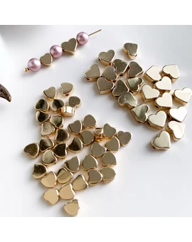 Разделительные бусины Сердце 6х7 мм позолота 14К 10 шт., изображение 1