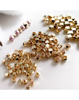 Разделительные бусины граненные позолота 14К 10 шт., изображение 1