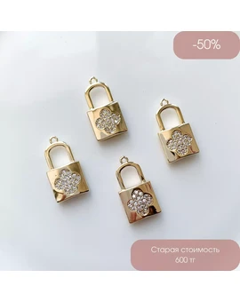 Подвеска Замок с фианитами позолота 14К 13х23 мм, изображение 1