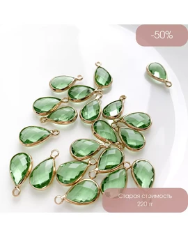 Подвеска Капля позолота 14К 8х10 мм зелёный, изображение 1