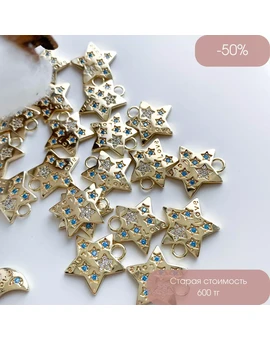 Подвеска Звезда с фианитами позолота 14К 17х18 мм, изображение 1