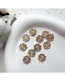 Подвеска-коннектор с орнаментом 13,5х13,5 мм позолота 18К, изображение 1