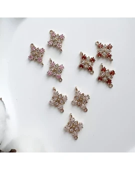 Коннектор с кристаллами Цветок 14х19 мм позолота 18К, изображение 1