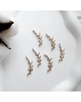 Коннектор Веточка с кристаллами 10х27 мм позолота 18К, изображение 1