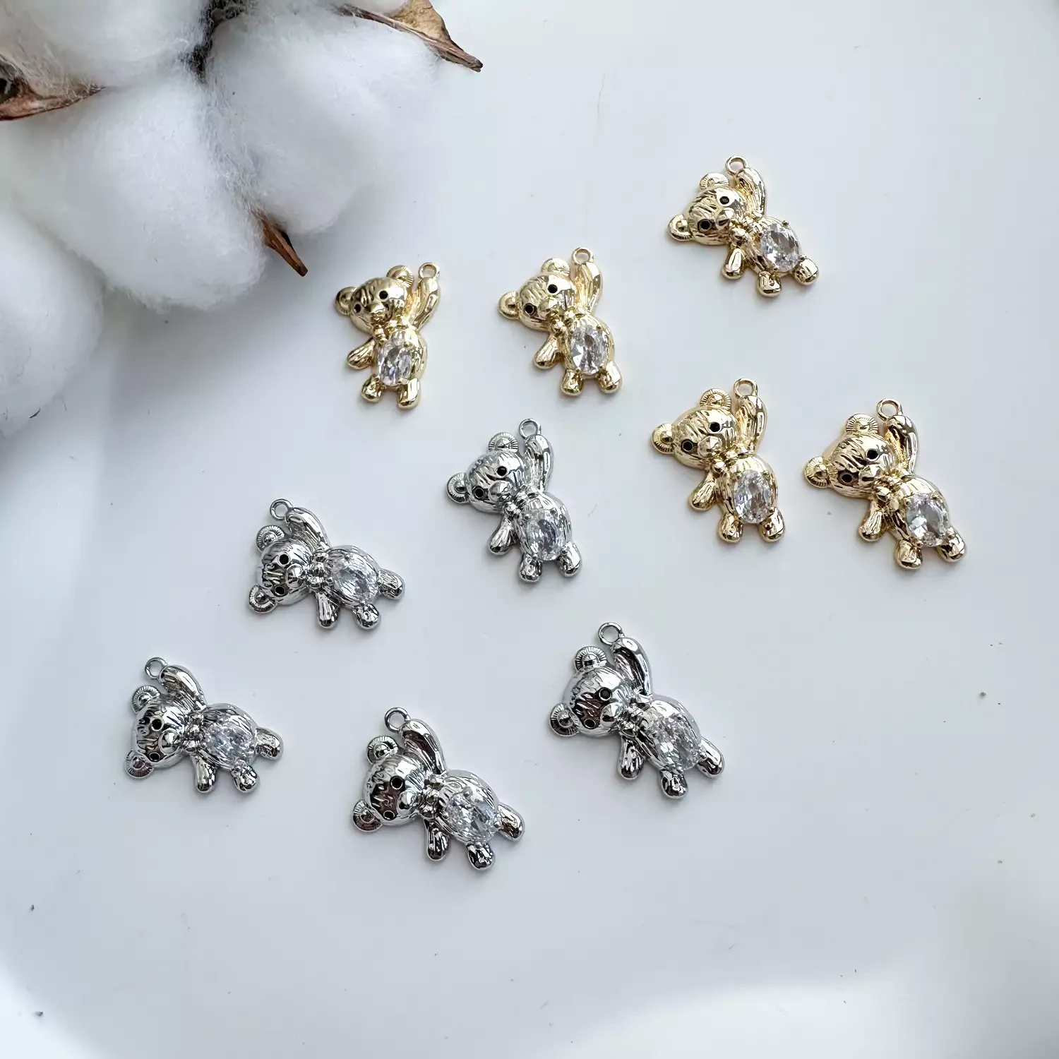 Подвеска Мишка с кристаллом 14х19 мм