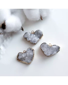 Друза из натурального камня Сердце 30х25 мм золото, изображение 1