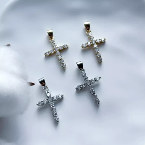 Подвеска Крест с цирконами 25х17 мм