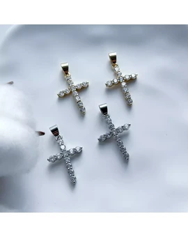 Подвеска Крест с цирконами 25х17 мм, изображение 1