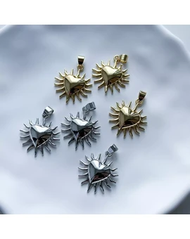 Подвеска Сердце-солнце 23х26 мм, изображение 1