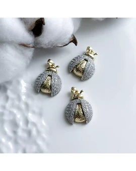 Подвеска Божья коровка 18х30 мм позолота 14К, родий, изображение 1