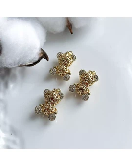 Подвеска Мишка с инкрустацией объемный 17х25 мм позолота 14К, изображение 1