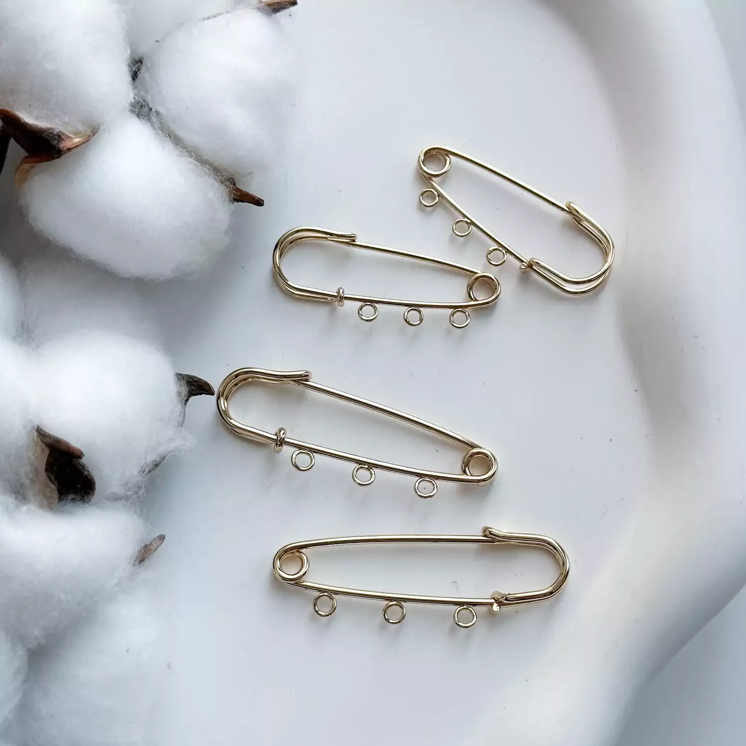 Булавка 3 петли позолота 14К