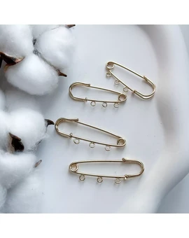 Булавка 3 петли позолота 14К, изображение 1