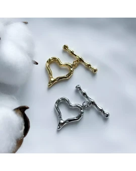 Замок-тогл Сердце рельефное 21х20 мм, изображение 1