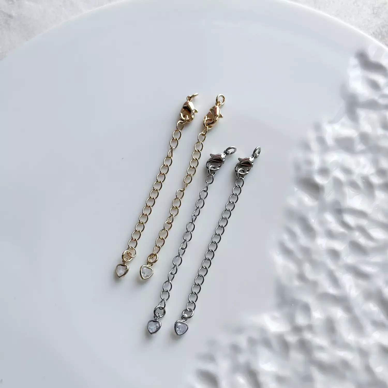 Карабин с удлинителем, сердце с кристаллом