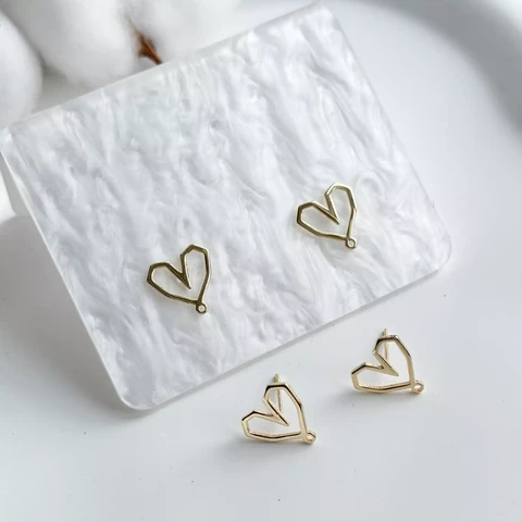 Пусеты Сердце 13х12,5 мм позолота 14К