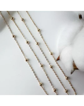 Цепь с шариками позолота 14К 1,5 мм (10 см.), изображение 1