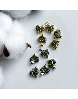 Подвеска Сердце с цирконами 14 мм зеленый, изображение 1