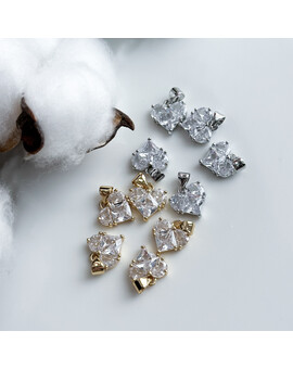 Подвеска Сердце с цирконами 14 мм прозрачный, изображение 1