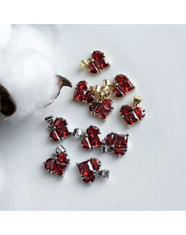 Подвеска Сердце с цирконами 14 мм красный, изображение 1