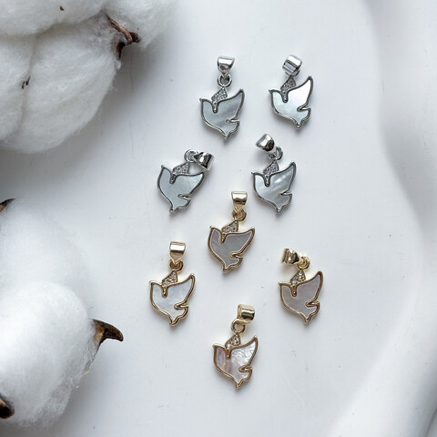 Подвеска Голубь с перламутром 10х17 мм