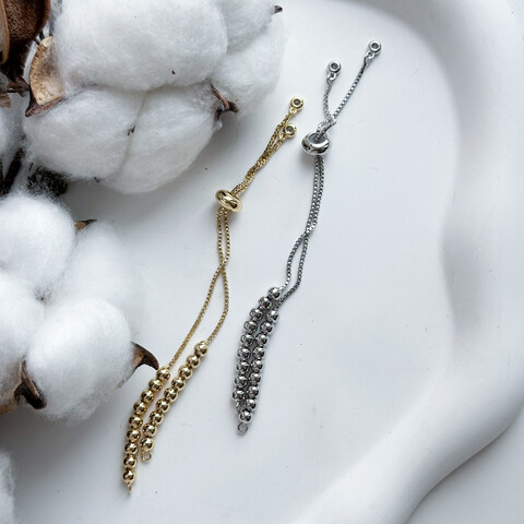 Основа для браслета с кристаллами и бусинами 12 см