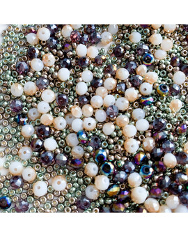 Бисер MIX зелёно-фиолетово-коричневый Оливка (5 гр.), изображение 1