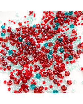 Бисер MIX красно-бирюзовый Алый бриз (5 гр.), изображение 1