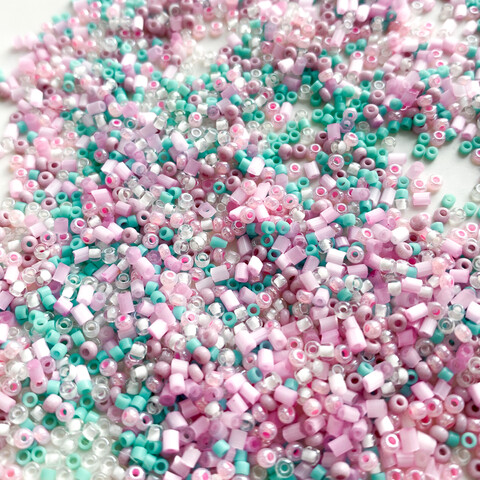 Бисер MIX розово-бирюзовый Зефир (5 гр.)